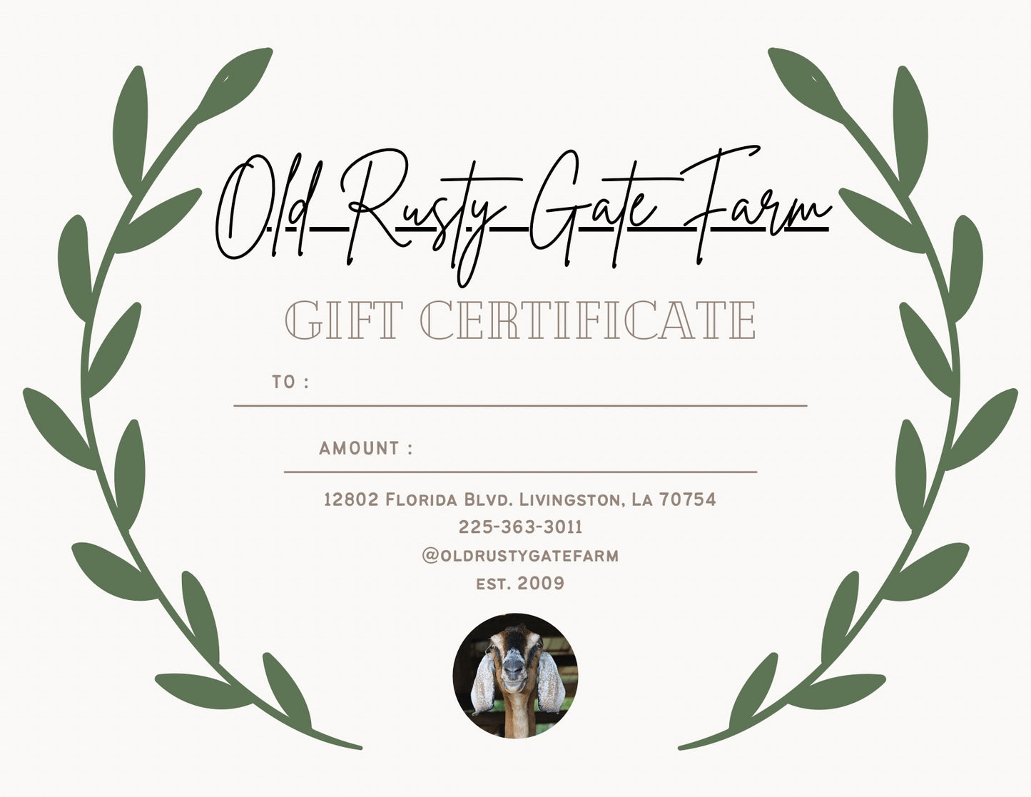 Old Rusty Gate Farm Gift Card